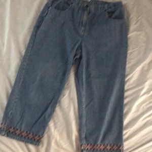 capri jeans with argyle trim on pockets and legs